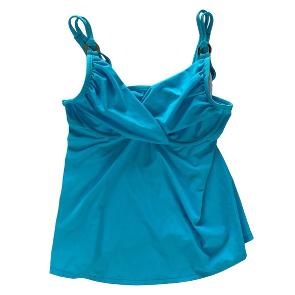 Tara Grinna blue 2-pc tankini and bottom swimsuit adjustable straps Sz 4 32-36 C - Picture 2 of 12